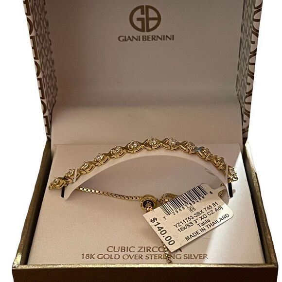 NIB Giani Bernini cubic zirconia 18k over sterling silver slide bracelet - Picture 1 of 3